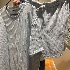 Gray Textured Loungewear Set